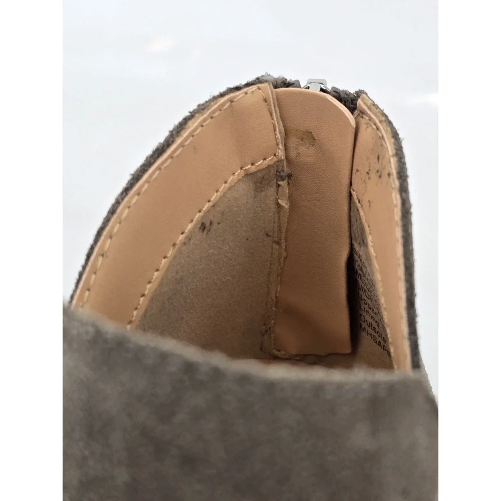 Kenneth Cole Reaction Sideway Ankle Boots Women 6 Grey Suede Zip Back
